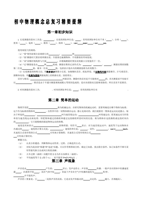 2011届中考物理概念总复习精要提纲14789