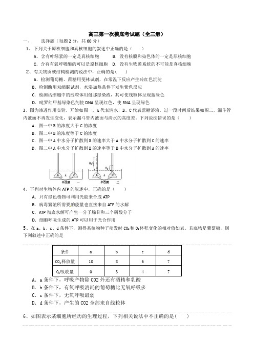 高三第一次摸底考试题