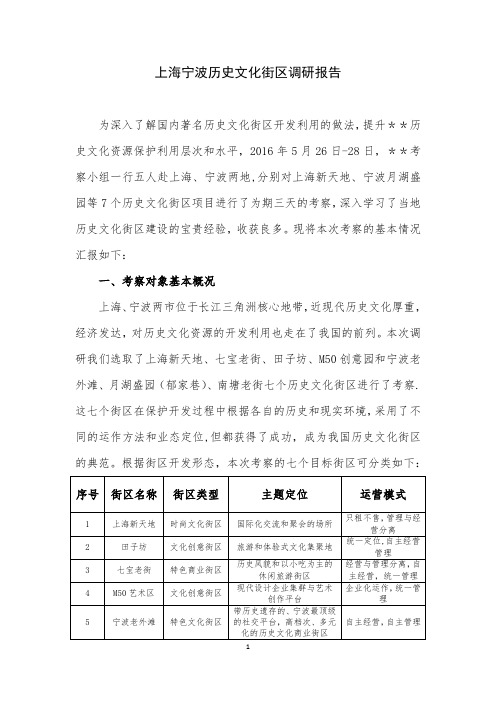 上海宁波历史文化街区调研报告