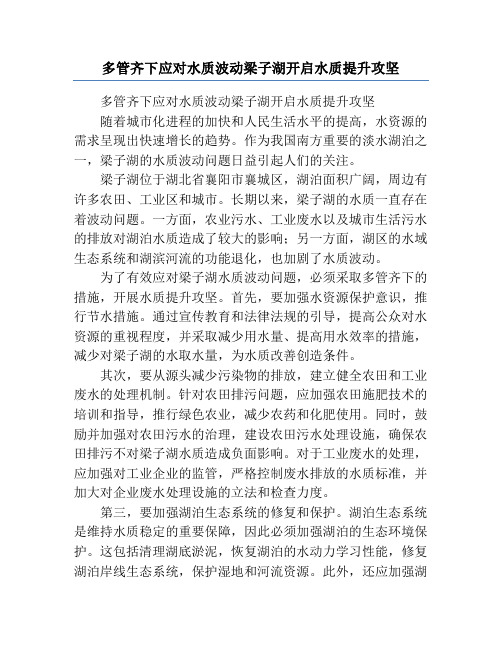 多管齐下应对水质波动梁子湖开启水质提升攻坚