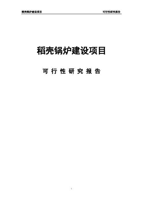 稻壳锅炉建设项目可行性研究报告项目建议书