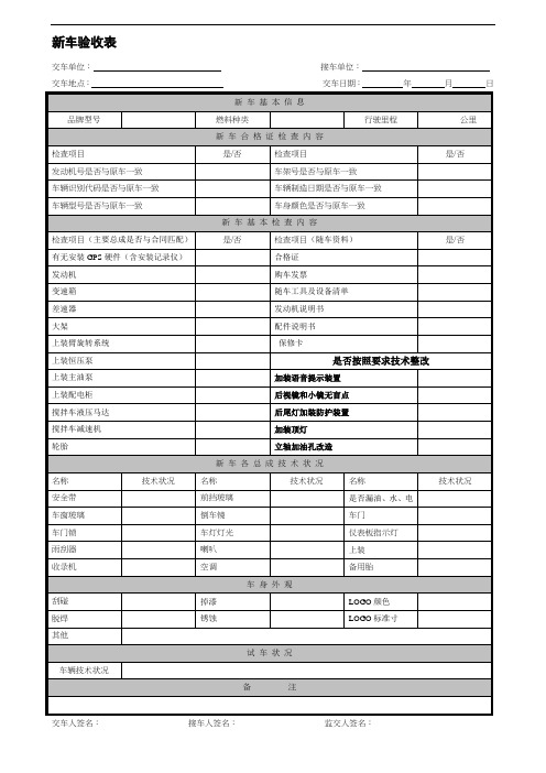 附录1：《新车验收表》