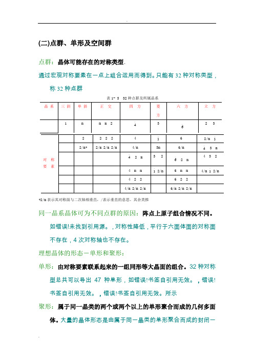 晶体结构空间群点群