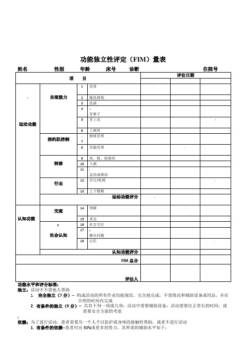 功能独立性评定(FIM)量表