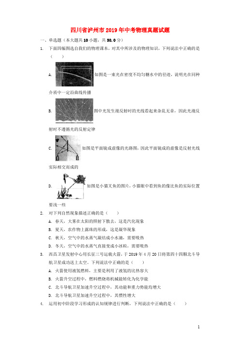 四川省泸州市 中考物理真题试题(含解析)