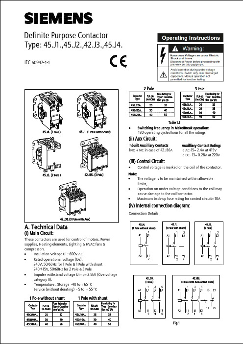 IEC 60947-4-1 45.J1. (1 Pole with Shunt) 45.J4. (1