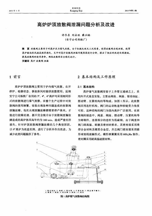 高炉炉顶放散阀泄漏问题分析及改进