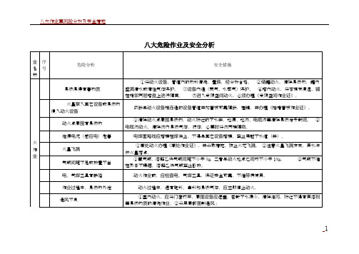 八大危险作业及安全分析