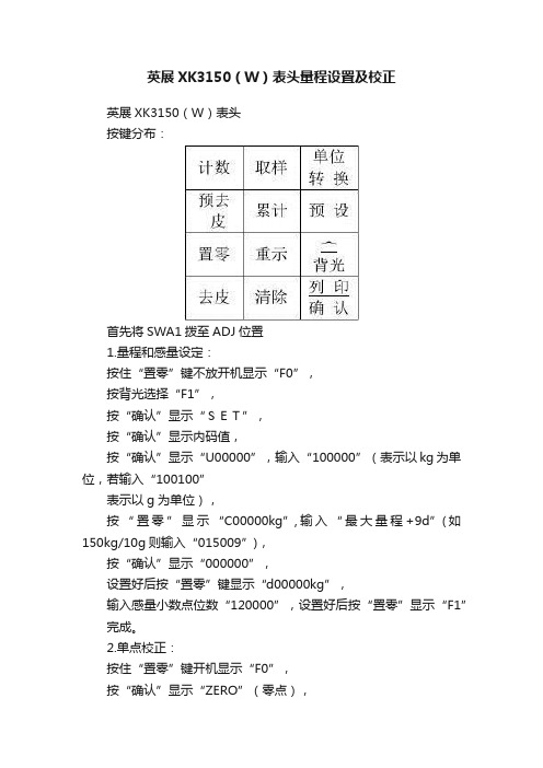 英展XK3150（W）表头量程设置及校正