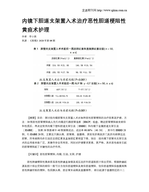 内镜下胆道支架置入术治疗恶性胆道梗阻性黄疸术护理