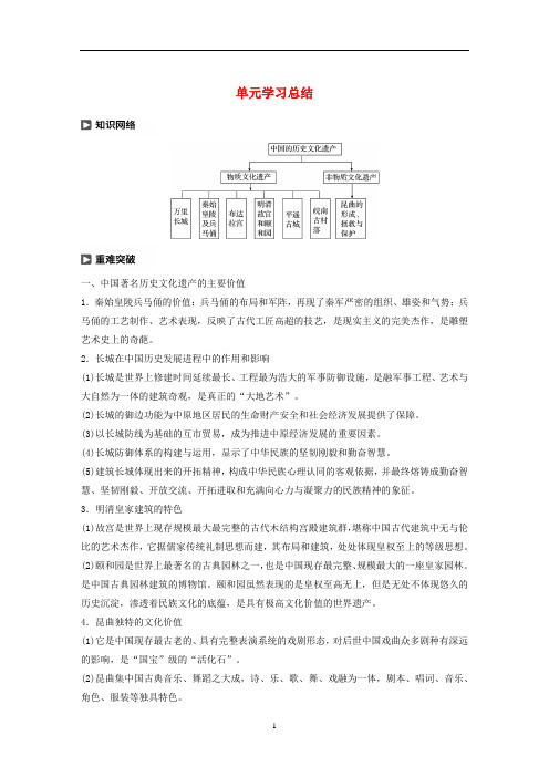 高中历史 第十二单元 中国的世界文化遗产代表单元学习总结教案(含解析)新人教版选修6