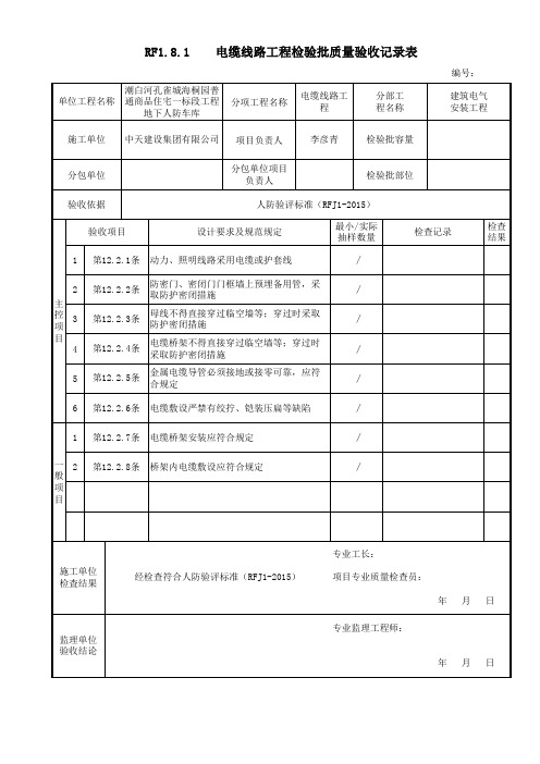 RF1.8.1  电缆线路工程检验批质量验收记录表