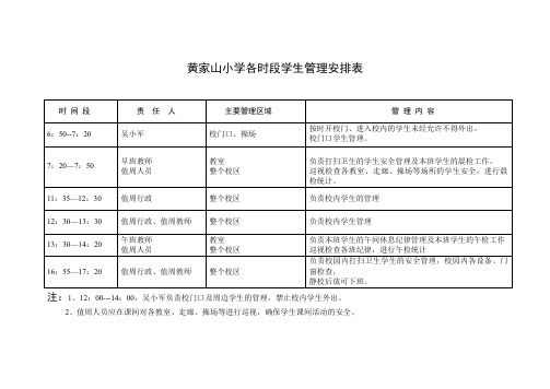 学校各时段安全负责人安排表