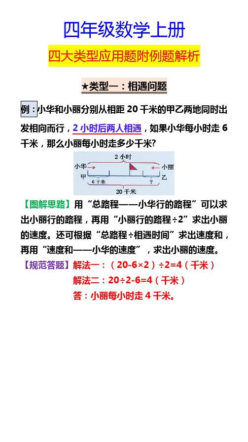 四年级数学上册四大类型应用题附例题解析