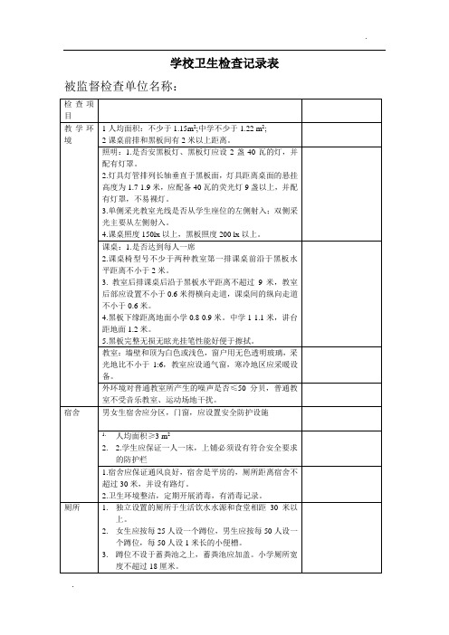 学校卫生检查记录表