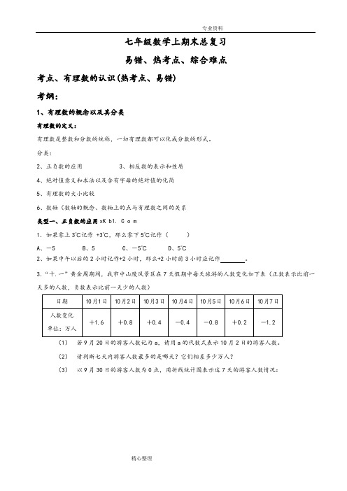 浙教版七年级数学(上册)期末总复习试题易错题汇总