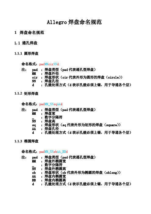 Allegro焊盘命名规范