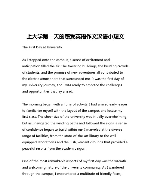 上大学第一天的感受英语作文汉语小短文