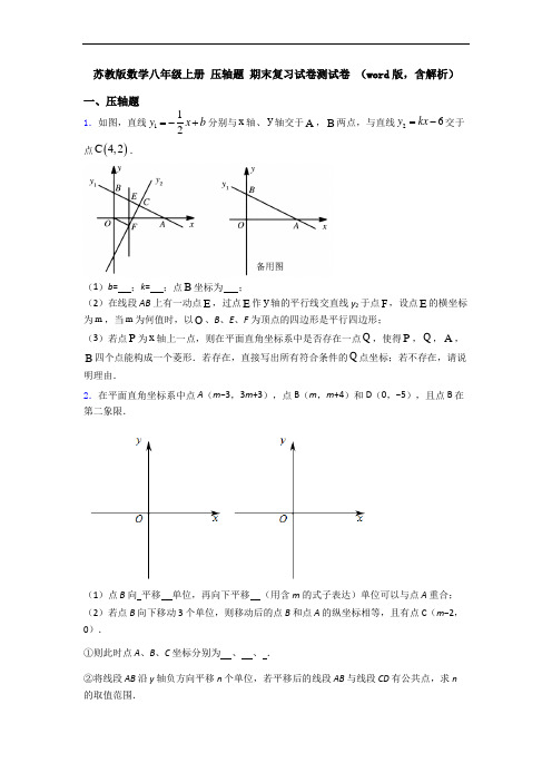 苏教版数学八年级上册 压轴题 期末复习试卷测试卷 (word版,含解析)