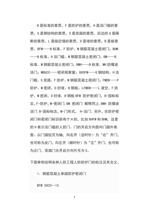 人防门字母含义