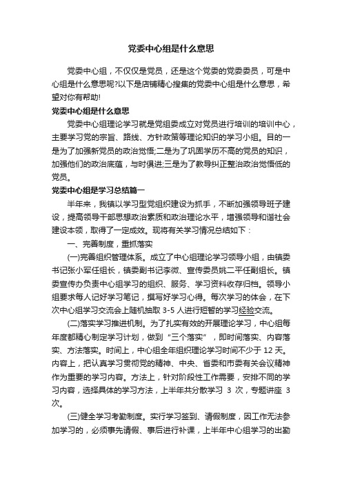 党委中心组是什么意思