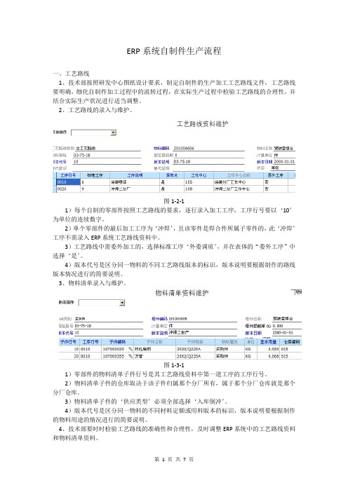 用友U8自制件生产流程