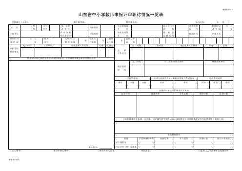 山东省中小学教师申报评审职称情况一览表 .doc