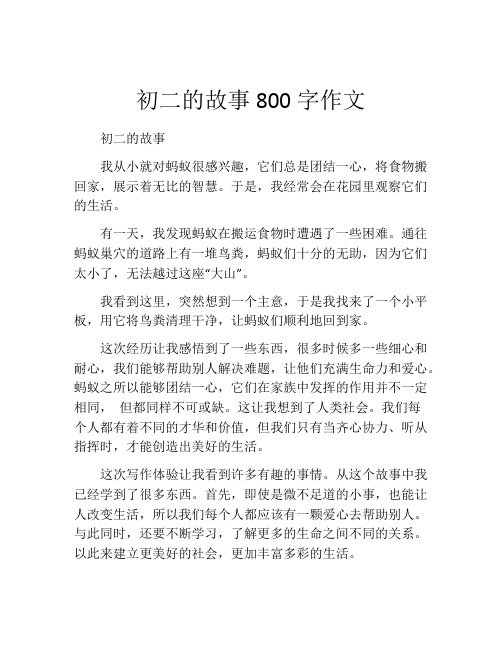 初二的故事800字作文