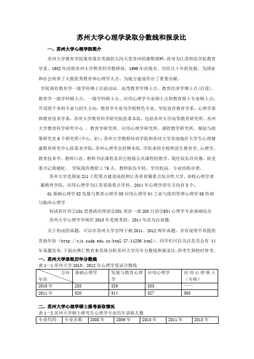 苏州大学心理学考研报录比