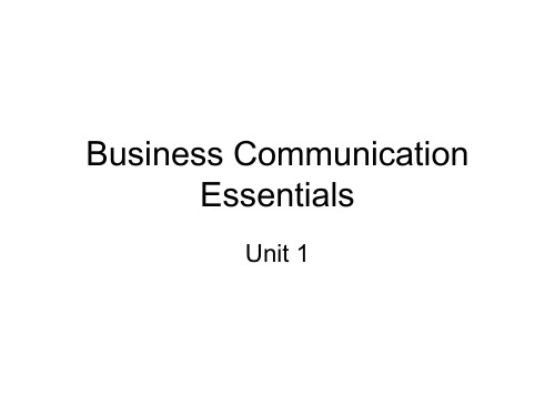 商务交流Business Communication Essentials UNIT 1