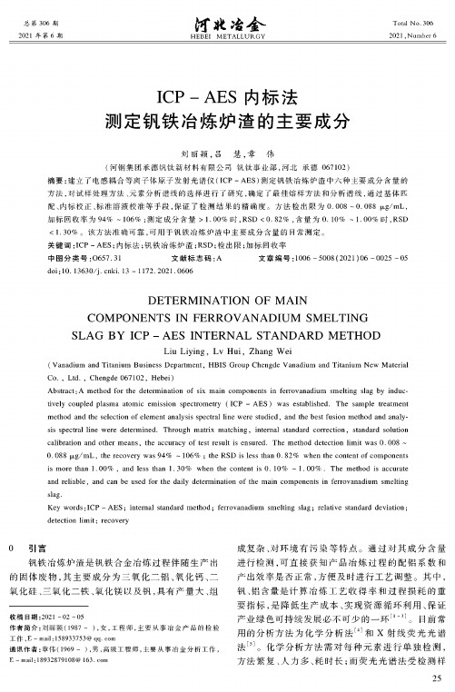 ICP-AES内标法测定钒铁冶炼炉渣的主要成分