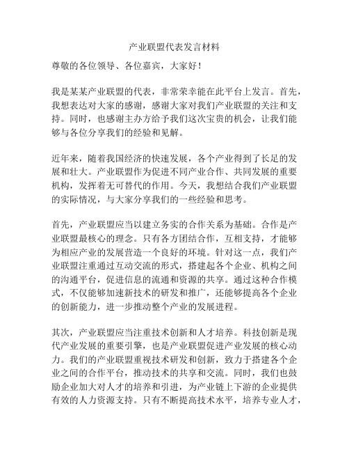 产业联盟代表发言材料