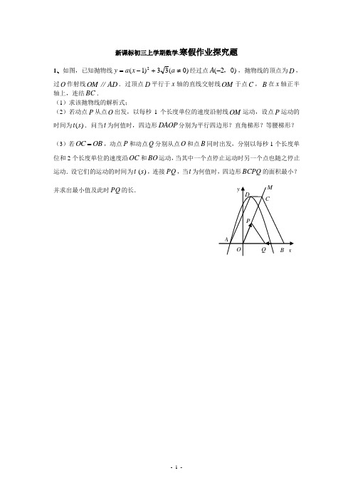 新课标突破高分初三上学期数学.寒假作业探究题超级精华版