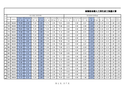 人工挖孔桩工程量计算表格