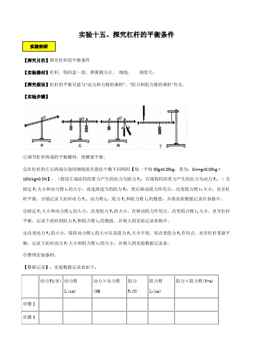 实验15 探究杠杆的平衡条件实验(解析版)