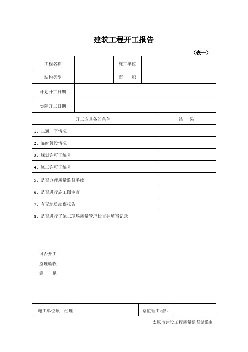 建筑工程开工报告