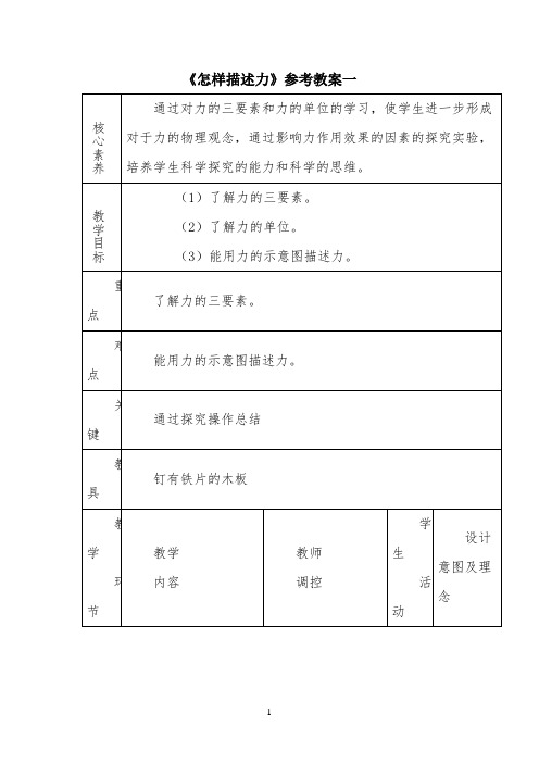 《怎样描述力》参考教案1