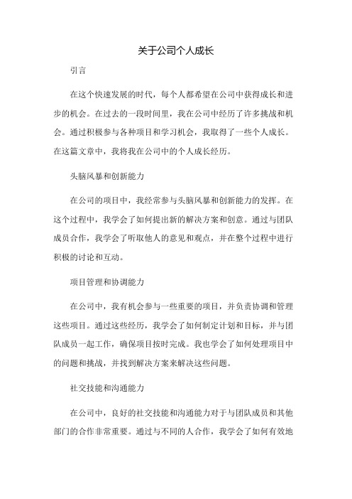 关于公司个人成长总结