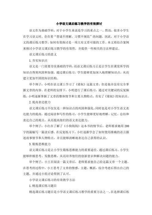 小学语文课后练习教学的有效探讨