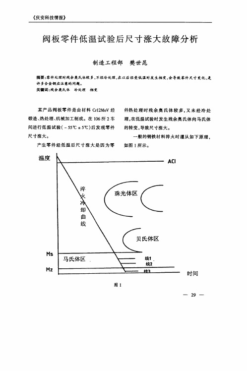 阀板零件低温试验后尺寸涨大故障分析