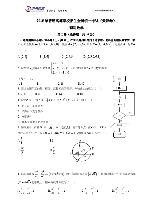 2015高考数学真题 天津理科