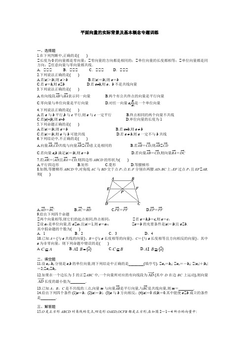 平面向量的实际背景及基本概念专题训练