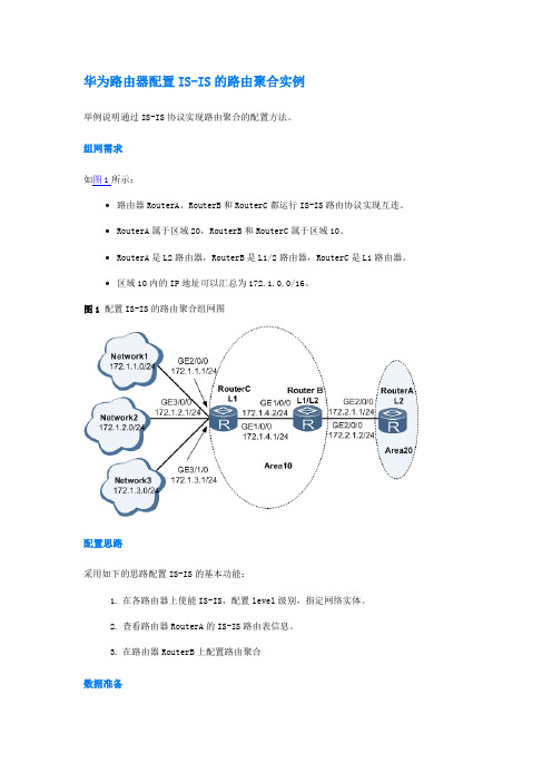 华为路由器配置IS-IS的路由聚合实例