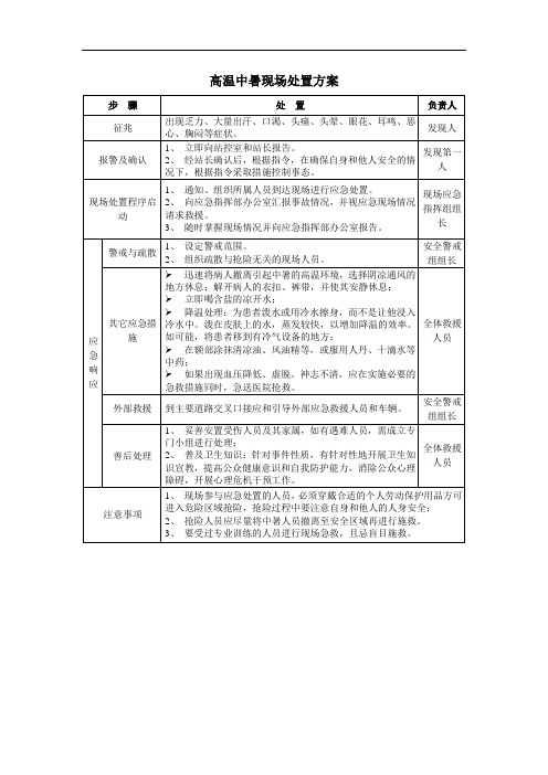 高温中暑现场处置方案