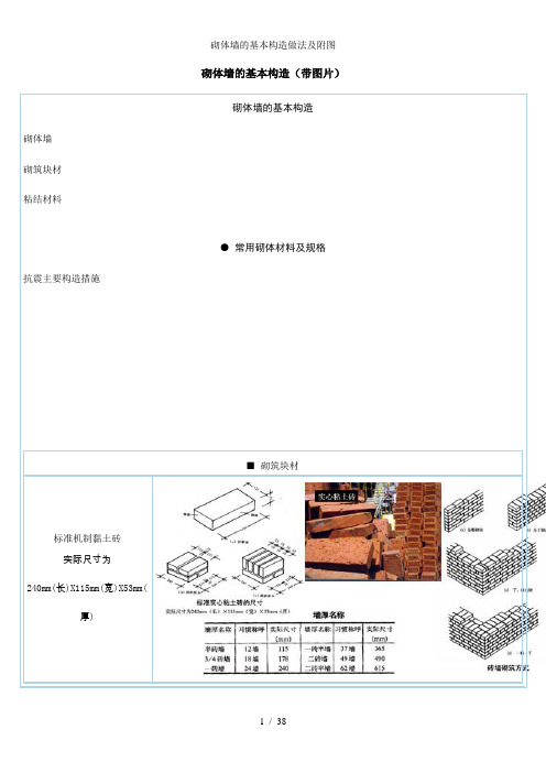 砌体墙的基本构造做法及附图