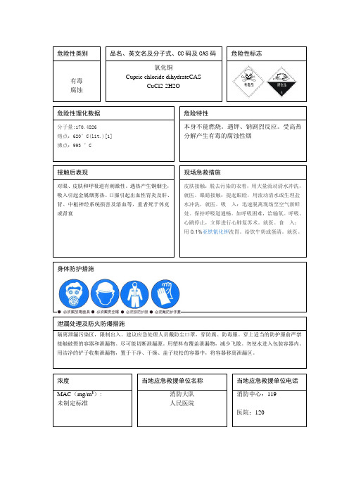 氯化铜危险化学品周知卡