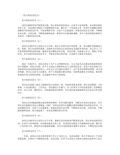 党小组意见范文12篇