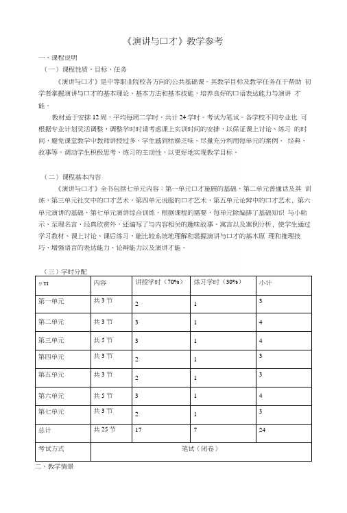 演讲与口才资料包(中职)教学参考.docx