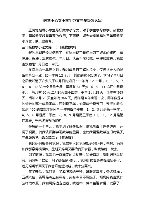 数学小论文小学生范文三年级怎么写