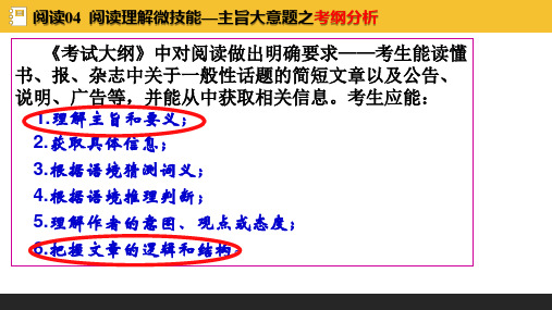 阅读04 阅读理解微技能——主旨大意题-2023年高考英语二轮复习